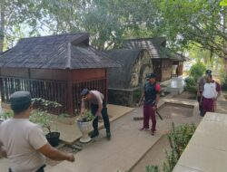 Rangkaian HUT Bhayangkara, Polres Bima Kota Bhakti Sosial Bersih-Bersih Makam Raja dan Istana Bima