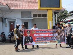 Personil OMB 2024 Polres Bima Kota Lakukan Patroli Cipkon dan Sosialisasi Pemilu di Pasar Raya Amahami