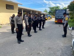 Sat Samapta Polres Bima, Amankan Rapat  Pleno Rekapitulasi Suara Pemilu 2024 Tingkat  PPK Kecamatan Woha