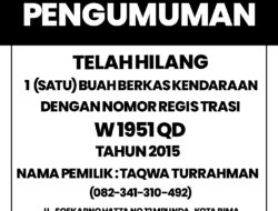 Informasi Kehilangan Berkas Kendaraan