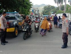 Personel Polsek Rasanae Barat Lakukan Patroli Ngabuburit di Pusat Jajanan Takjil di Kota Bima
