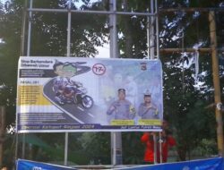 Mencegah Kecelakaan, Sat Lantas Polres Bima Pasang Spanduk Himbauan  Tertib  Berlalulintas