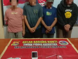 Tim Opsnal Cobra Sat Resnarkoba Berhasil Mengamankan 4 Terduga Pelaku Penyalahgunaan Narkotika Jenis Shabu