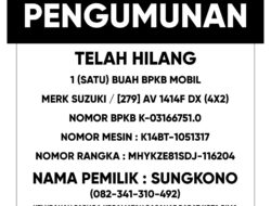 Informasi Kehilangan BPKB Mobil
