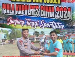 HUT Bhayangkara Ke-78 Final Mini Soccer Kapolres Bima Cup Satlantas Kalahkan Satreskrim Dengan Scor Tipis 5-4 Lewat Adu Pinalti