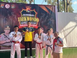HUT Bhayangkara Ke-78 Kejuaraan Taekwondo Piala Kapolda NTB Cup,  Polres Bima Raih Medali  Perak dan Perunggu