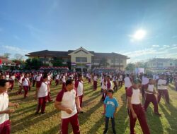 Polres Bima Kota Laksnakan Olahraga Bersama dalam Rangka HUT Bhayangkara Ke-78