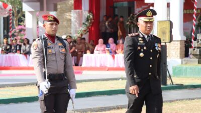 Kapolres Bima AKBP Eko Sutomo S.I.K.,M.I.K.,Jadi Irup Upacara Peringatan Hari Jadi Bhayangkara Ke-78 di Lapangan Pemkab Bima
