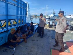 Patroli Rutin Polsek Kawasan Pelabuhan Laut Bima di Areal Dermaga Palabuhan Laut Bima