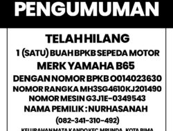 Informasi Kehilangan BPKB Sepeda Motor