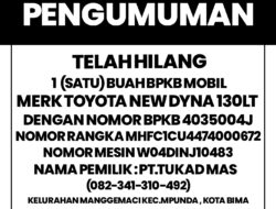Informasi Kehilangan BPKB Mobil