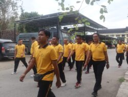Personel Polres Bima Kota Laksanakan Olahraga Pagi Rutin Jaga Kebugaran dan Kekompakan