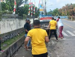 Personel Polsek Wawo Laksanakan Giat Gotong Royong di Mako