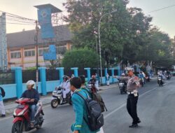 Sat Lantas Polres Bima Kota Laksanakan Rawan Pagi/Strong Point, Wujudkan Kamseltibcarlantas yang Lancar